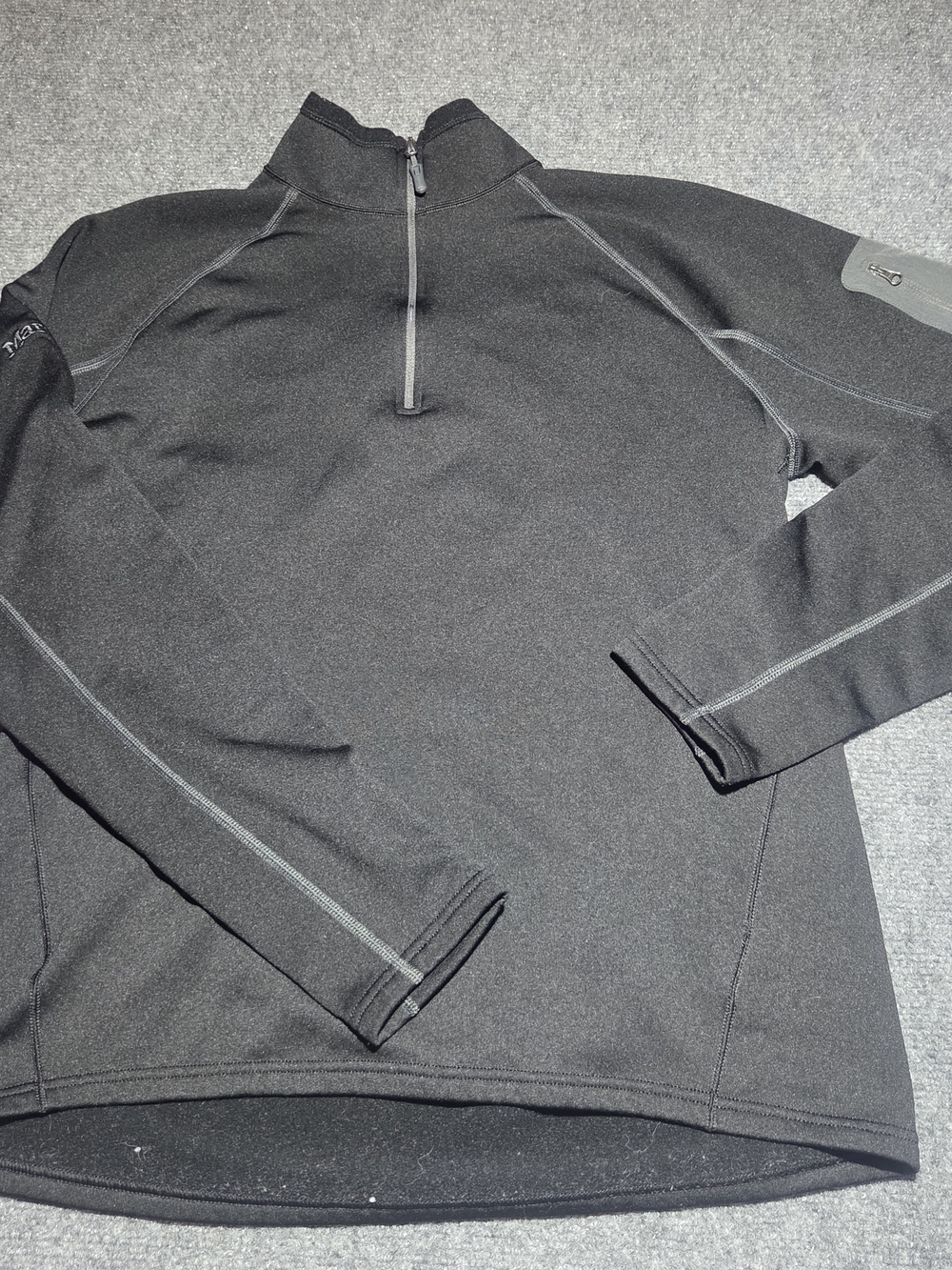 Marmot Men's 1/4 Zip Pullover Fleece Jacket Black Size Large Pocket
